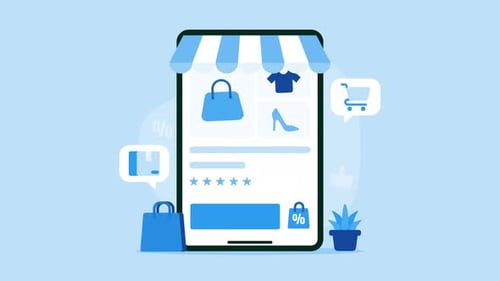 Flat Design Mobile E-commerce Application Illustration