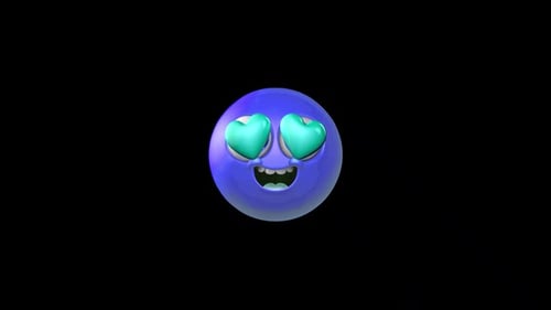 Animated 3D Emoji Morphing Eyes to Hearts