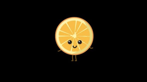 Waving Cartoon Orange Fruit Character Flat Animation
