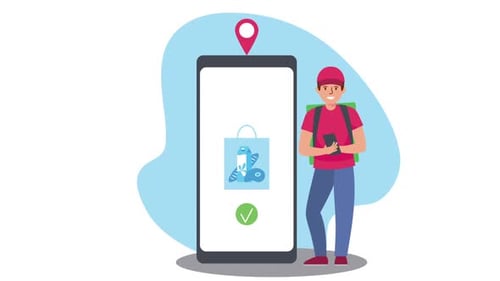 Animated Mobile App Order Delivery Service in Flat Design