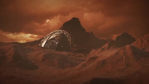 Alien Wreckage on desert Planet