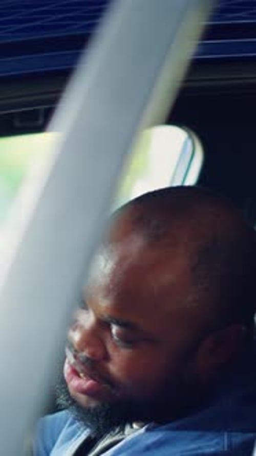 Vertical Video Client Doing Thorough Car Test Drive Making Sure He Feels Comfortable