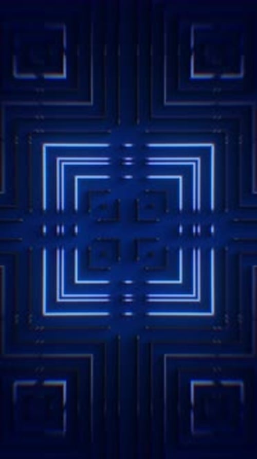 Seamless Neon Blue Geometric Tunnel Loop
