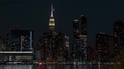 Waxing Crescent moon Set over Manhattan