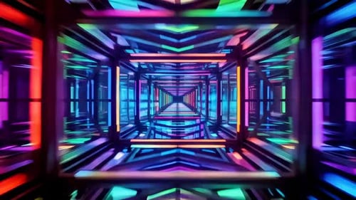 Colorful Neon Geometric Tunnel Motion Graphic Loop