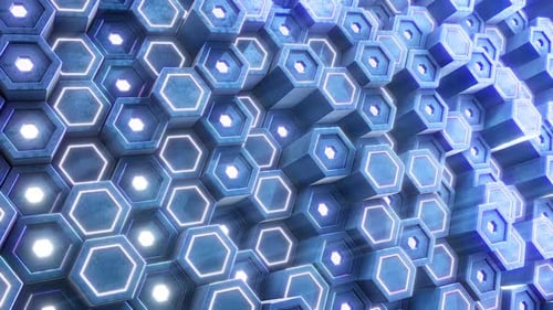 Futuristic Glowing Hexagons Grid Technology Background Loop