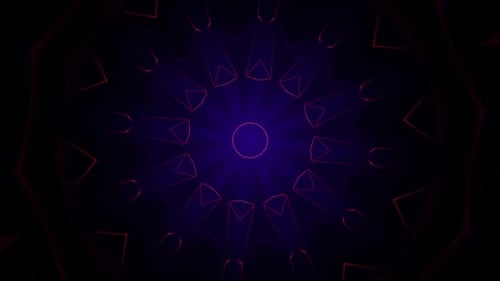 Hypnotic neon lights pulse in vibrant purple kaleidoscope motion