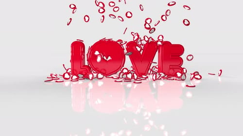 Inscription Love for Valentine's Day on a White Background