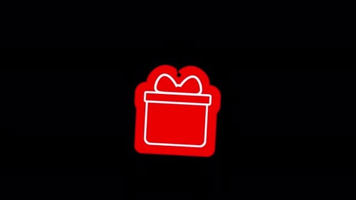 Animated Red Gift Box Icon with Wobbly Outline