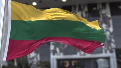 Waving Flag of Lithuania with Realistic Cloth Simulation