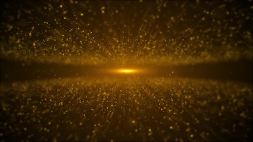 Shimmering Golden Particles Moving Through Light Tunnel Background