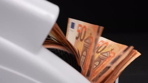 Counting Machine Processing Euro Banknotes