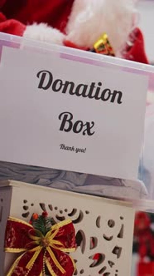 Vertical Video Donation Container in Fashion Boutique