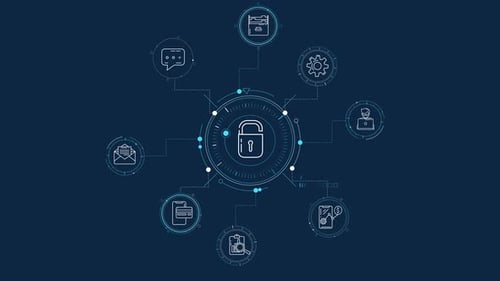 Cyber Security Technology Connection HUD with Icons