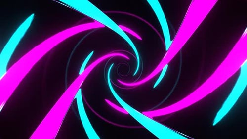 Cyan And Pink Neon Spiral In Mirror Tunnel Background Vj Loop In 4K
