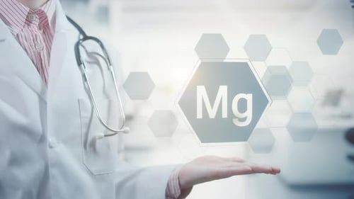 Pharmacy Expert Doctor Showing Symbol for the Chemical Element and Mineral Magnesium Mg Clean