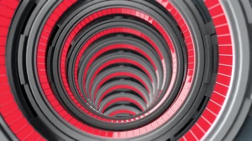 4K Infinite Loop Tunnel Sci Fi Grau und Rot