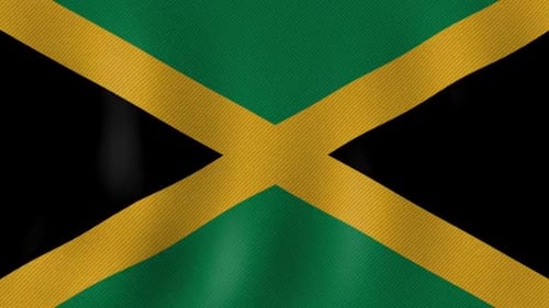 Seamless Loop Waving Jamaican Flag with Realistic Fabric Texture