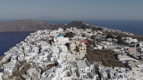 Aerial View of Santorini, Greece with White Buildings