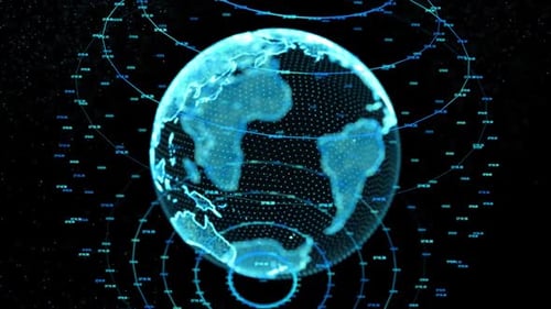 Digital Earth Globe with Global Data Network and Particle Animation