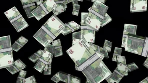 100 000 rials iraniens : paquets de billets de banque en chute libre