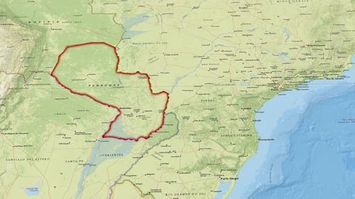 Animated Map of Paraguay with Highlighted Borders