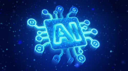 Intelligence artificielle, IA, technologie numérique, écran virtuel, HUD, hologramme, concept Hi-Tech