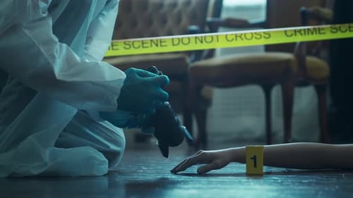 Crime Scene Investigation Examining Evidence Close Up