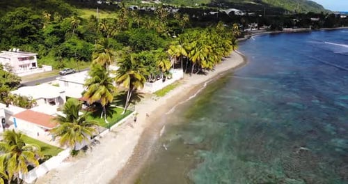 Drone footage while flying over a beach in the southeast part of Puerto Rico.