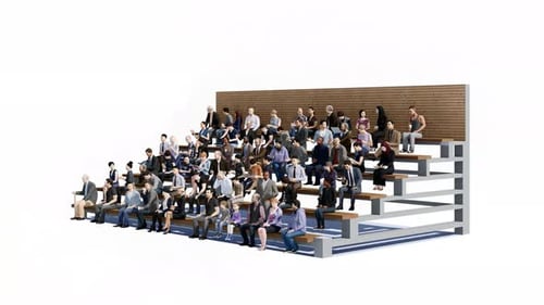 3D People Sitting on Grandstand with Alpha Channel