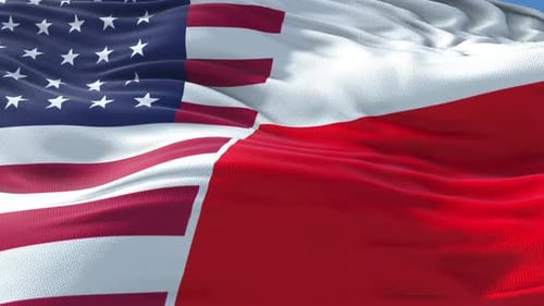 United States and Denmark Flags Waving