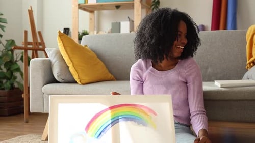 Woman and Toddler Interact Playfully in Living Room