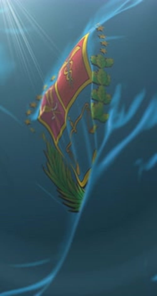 Waving Justice Emblem Flag Motion Background