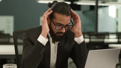 Arabian Man Indian Office Worker at Workplace Table Ethnic Business Entrepreneur Guy Male