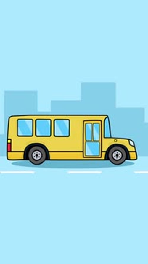 Cartoon-Schulbus, vertikal