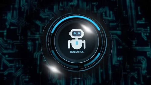 Futuristic Digital Robot Icon Logo Reveal Opener
