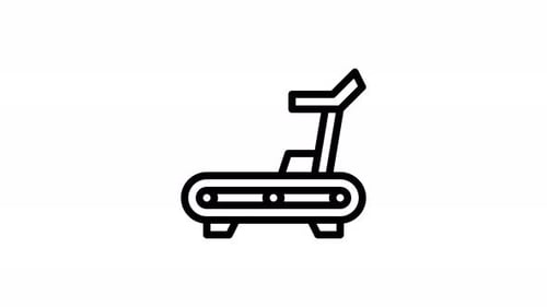 Animated Line Icon of a Treadmill for Fitness and Health