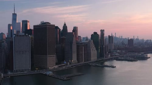 Aerial view of Manhattan at sunrise