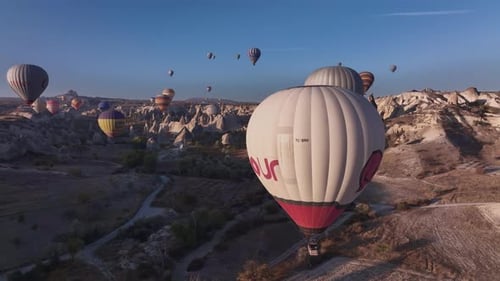 Sightseeing Balloons Floating In The Valley, Cappadocia