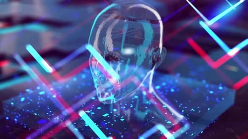 Abstract Futuristic AI Brain Digital Technology