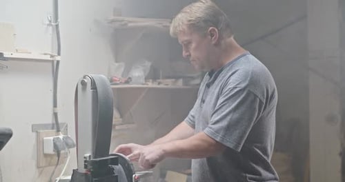 Man Works Hard with Wood Makes Eco Toys and Wood Products Continues to Run His Small Business During