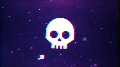 Skull Icon On Circuit Tech Background V02