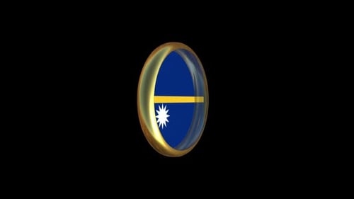 Nauru Flag 3D Spinning Golden Badge Animation