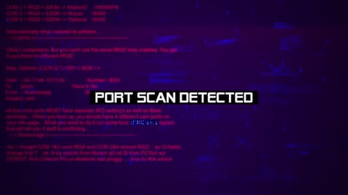 Port Scan Detected Warning Text On Hacking Background Screen V03