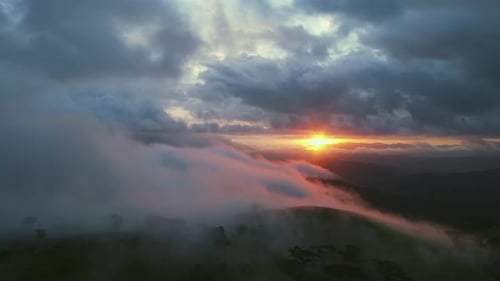 Aerial View of Rolling Hills at Sunrise or Sunset