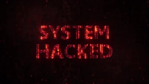 System hacked error message. Computer virus or data breach concept. Seamless loop animation