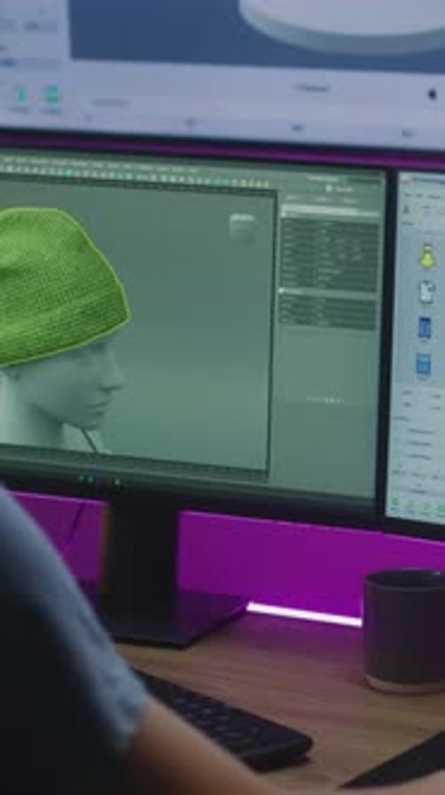 3D Designer arbeitet auf dem PC in professioneller Software für 3D-Modellierung und Design