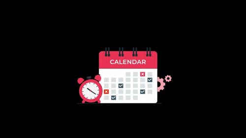 Animated Calendar with Clock Concept Video - Transparent