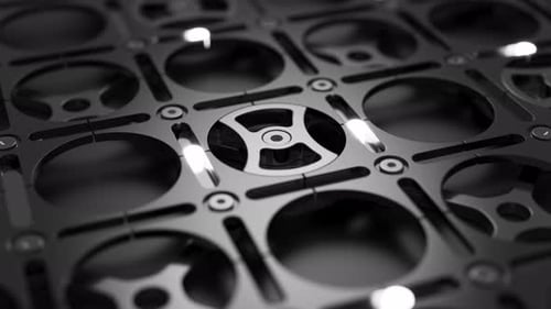 Rotating Metallic Gears Geometric Seamless Loop Background