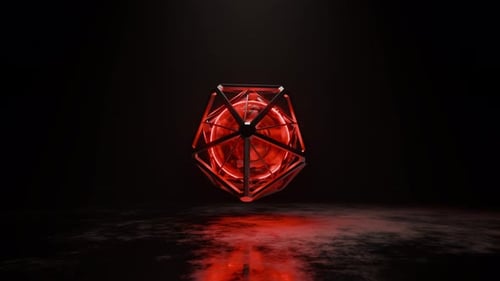 3D Loop of Glowing Purple Sphere in Hexagon Spinning in Air